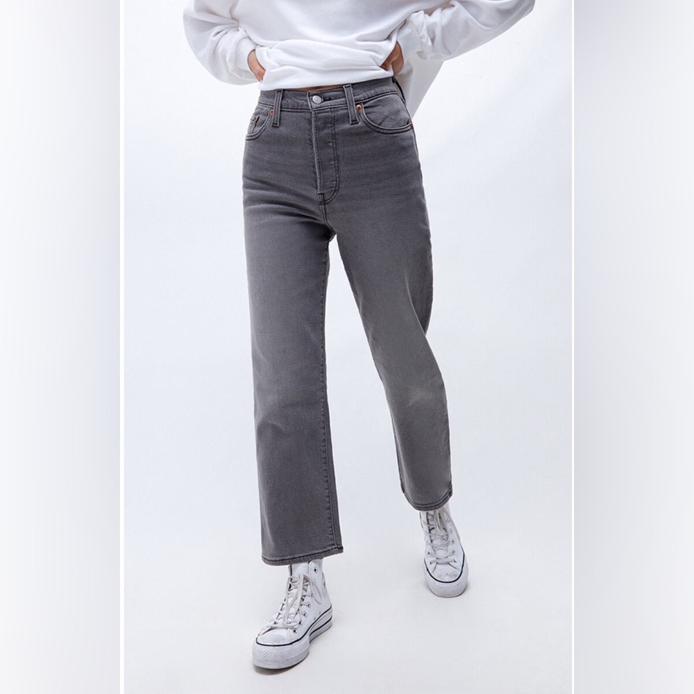 Levi’s Ribcage Straight Ankle Jeans in grey W27 L27 - Picture 11 of 16